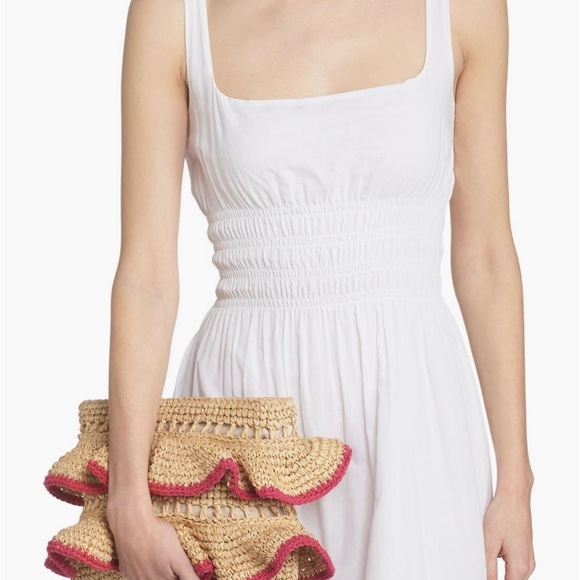 Joey Ruffle Raffia Clutch- BTB Los Angeles hot pink purse - Picture 5 of 7